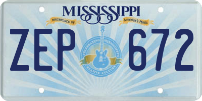 MS license plate ZEP672