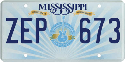 MS license plate ZEP673