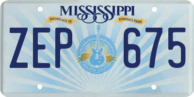 MS license plate ZEP675