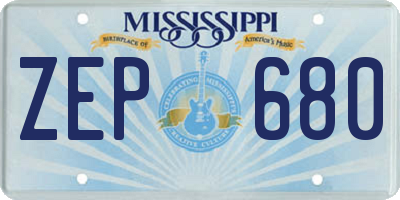 MS license plate ZEP680