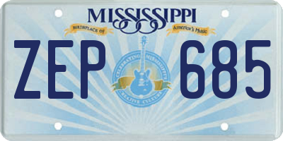 MS license plate ZEP685