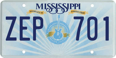 MS license plate ZEP701