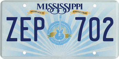 MS license plate ZEP702