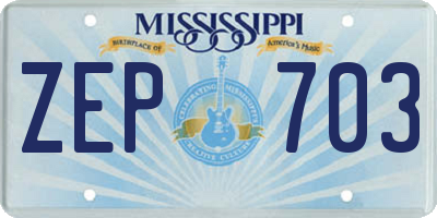 MS license plate ZEP703