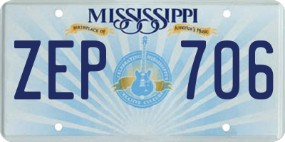 MS license plate ZEP706