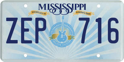 MS license plate ZEP716