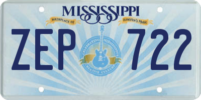 MS license plate ZEP722