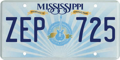 MS license plate ZEP725