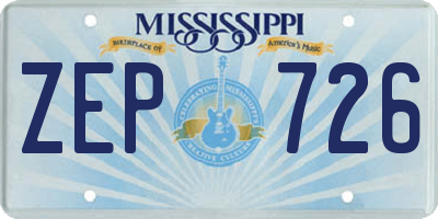MS license plate ZEP726