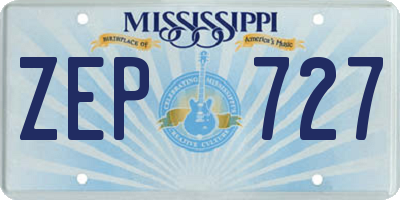 MS license plate ZEP727