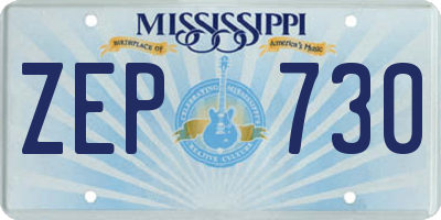 MS license plate ZEP730