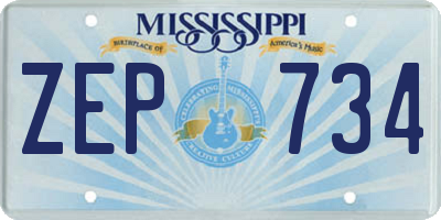 MS license plate ZEP734