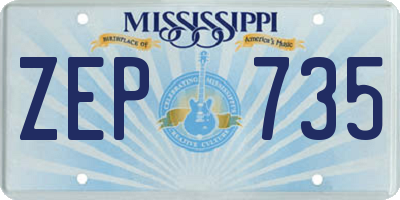 MS license plate ZEP735