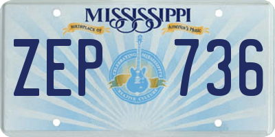 MS license plate ZEP736