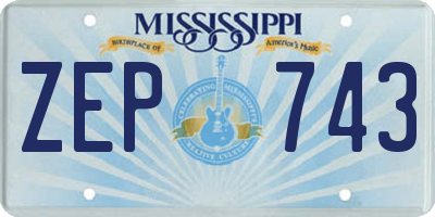MS license plate ZEP743