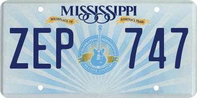 MS license plate ZEP747