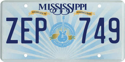 MS license plate ZEP749