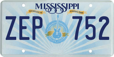 MS license plate ZEP752