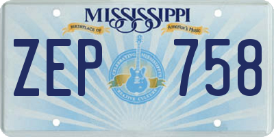 MS license plate ZEP758