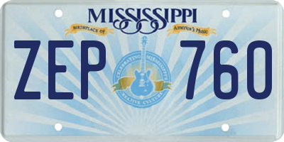 MS license plate ZEP760