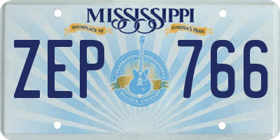 MS license plate ZEP766