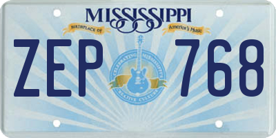 MS license plate ZEP768
