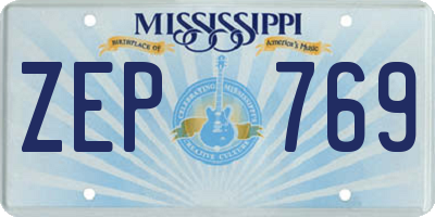 MS license plate ZEP769