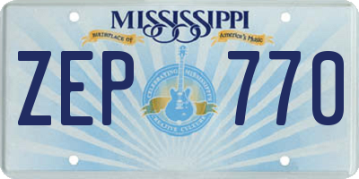MS license plate ZEP770