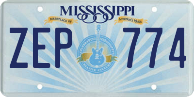 MS license plate ZEP774