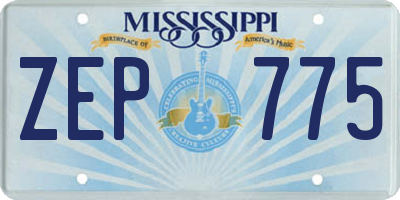 MS license plate ZEP775