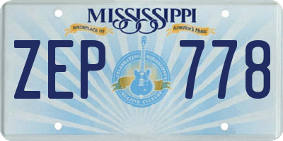 MS license plate ZEP778