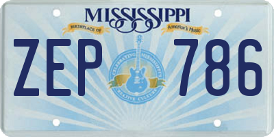 MS license plate ZEP786