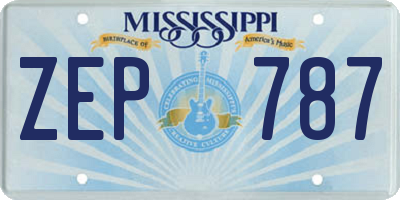 MS license plate ZEP787