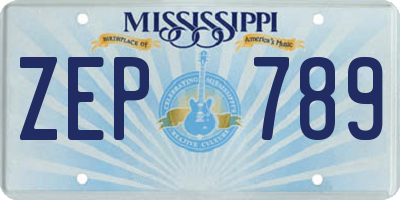 MS license plate ZEP789