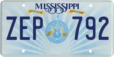 MS license plate ZEP792