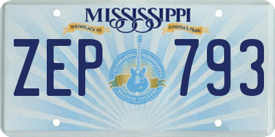 MS license plate ZEP793