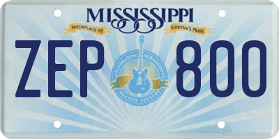 MS license plate ZEP800