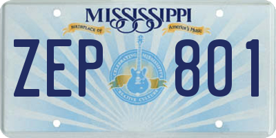 MS license plate ZEP801