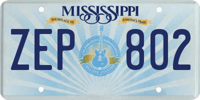 MS license plate ZEP802