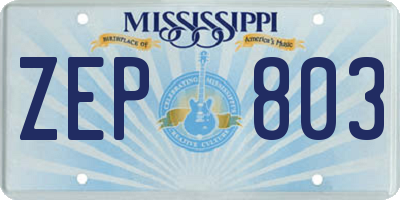 MS license plate ZEP803