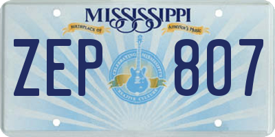 MS license plate ZEP807