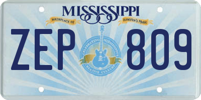 MS license plate ZEP809