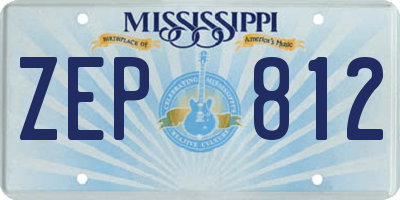 MS license plate ZEP812