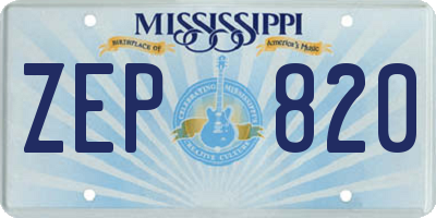 MS license plate ZEP820
