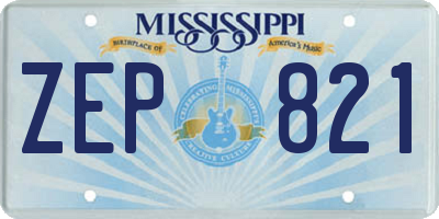 MS license plate ZEP821