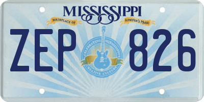 MS license plate ZEP826