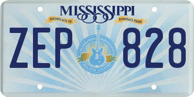 MS license plate ZEP828