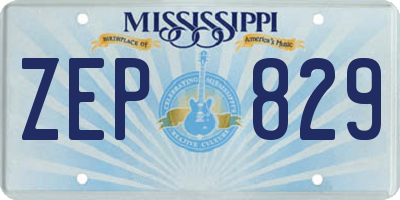 MS license plate ZEP829