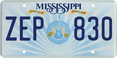 MS license plate ZEP830