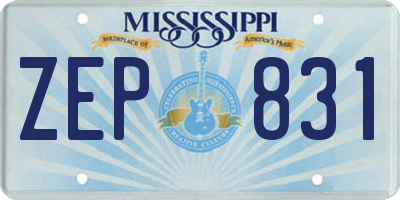 MS license plate ZEP831
